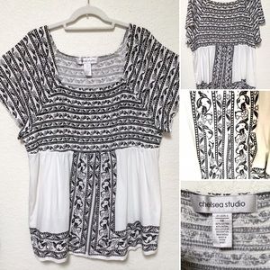 Chelsea Studio Empire Bodice Top in Black & White